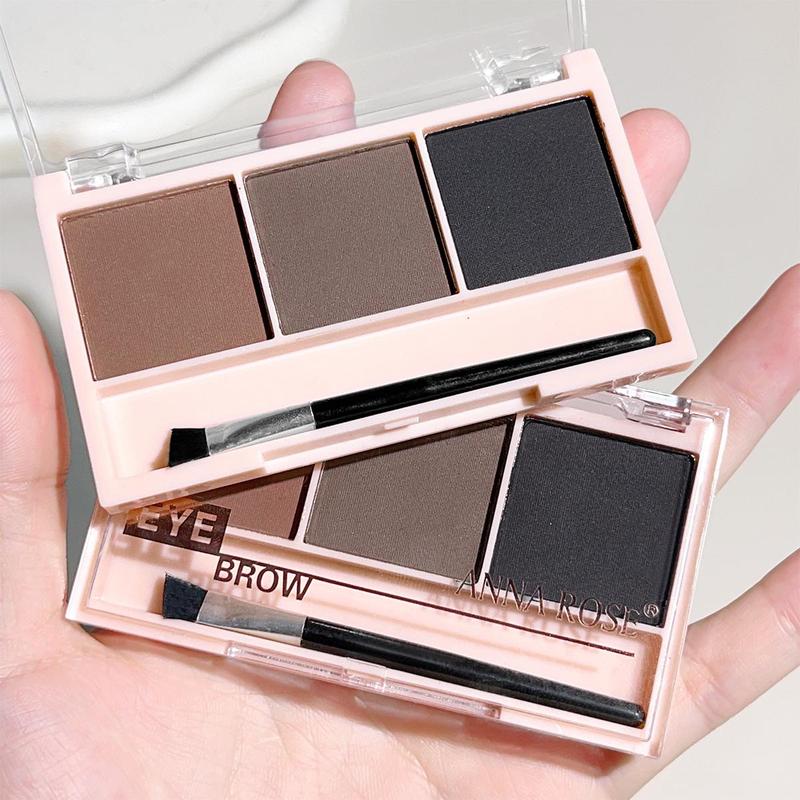 3 Color Eyebrow Powder With Brush, Long Lasting Waterproof Eyebrow Palette, Smudge Proof Eye Brow Powder, Natural Eye Makeup Palette, Eye Brows Makeup Products