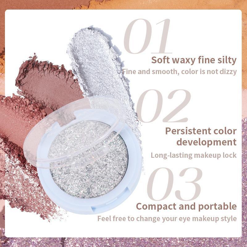 Monochrome Long-lasting Glitter Pearlescent Eyeshadow, Shimmer Waterproof Brightening Eyeshadow Powder, Long Lasting Eye Makeup Products for All Styles Makeup