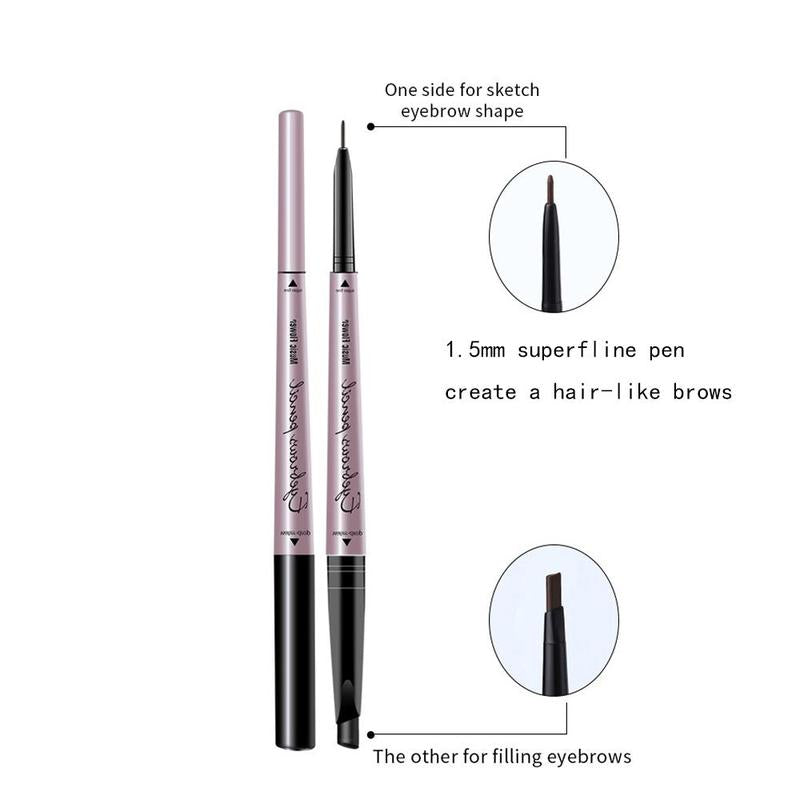 Double-ended Eyebrow Pencil & Clear Eyebrow Gel with Brush, 1 Set Long Lasting Eyebrow Makeup Tool for Daily Use