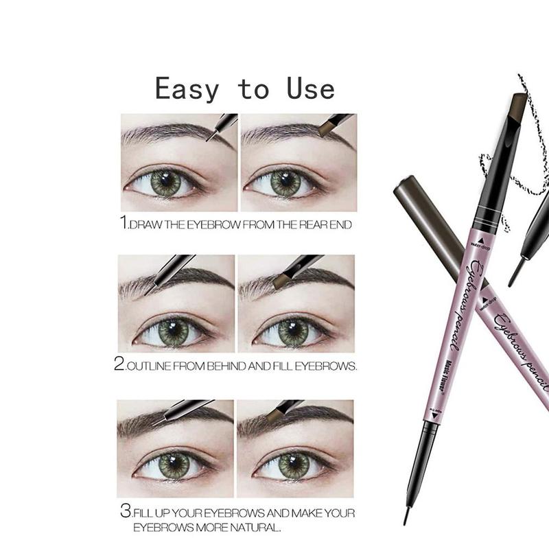 Double-ended Eyebrow Pencil, 1 Count Waterproof Eyebrow Pencil with Eyebrow Brush, Professional Eyebrow Enhancement Tool