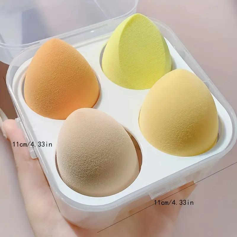 Makeup Sponge Set with Storage Box, 4 Counts Professional Soft Beauty Sponge, Beauty Blender Set, Flawless Makeup Tool for Cream, Powder Liquid & Foundation