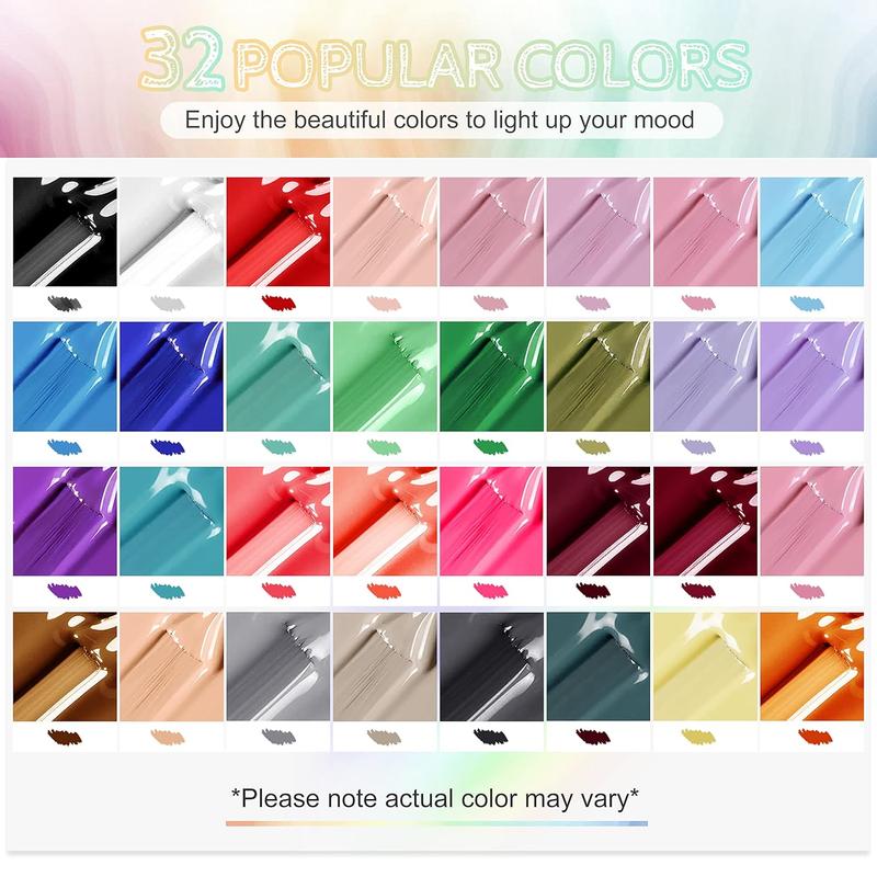 JODSONE 35 PCS Gel Nail Polish Set with 32 Colors Gel polish Kit Base Coat No Wipe Matte GlossyTop Coat Nail Polish Set Green Blue Red Pink Collection Gifts for Women Mother's day gifts