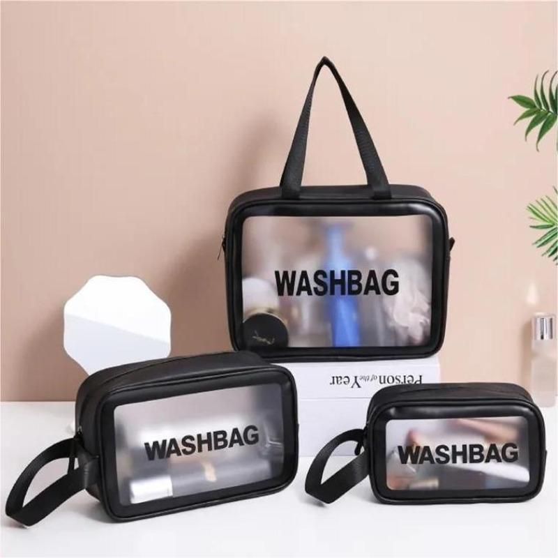 Portable Translucent Travel Toiletry Bag, Matte Waterproof Travel Cosmetic Bag, Wet & Dry Uses Zipper Makeup Organizer Pouch, Great for Skincare