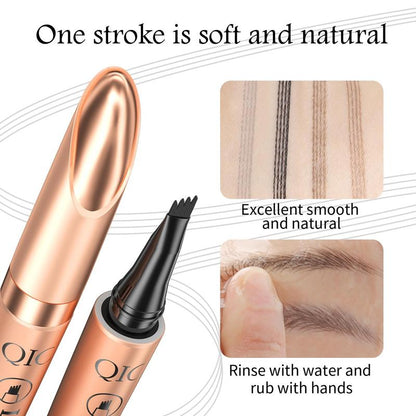 Quad Liquid Eyebrow Pencil, 1 Count Waterproof Fork Tip Eyebrow Pen, Long Lasting Eyebrow Pencil