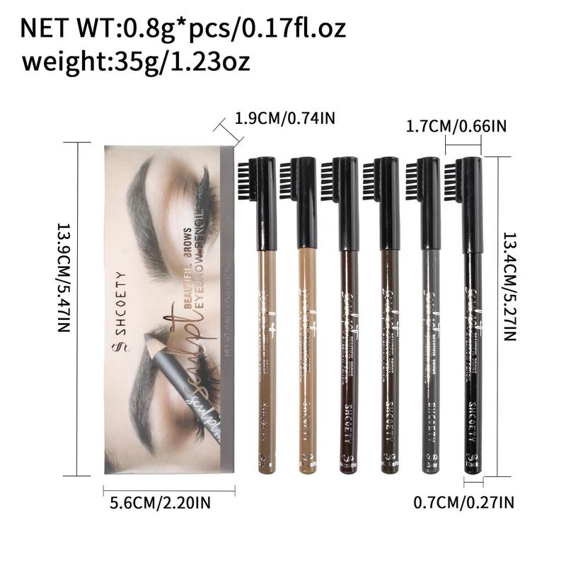 Eyebrow Pencil & Eyebrow Brush Set (12pcs), Waterproof Long Lasting Eyebrow Pencil, Brow Styling Brush, Eye Brow Makeup Tool, Makeup Accessories