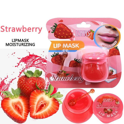 Strawberry Flavored Moisturizing Lip Mask with Stick, Sleep Overnight Hydrating Lip Mask for Lip Care, Smooths Dry Cracks Skin and Lip Wrinkles, Lip Care Products, Skin Care Products for Women Girls, Trending Products, Summer Gift