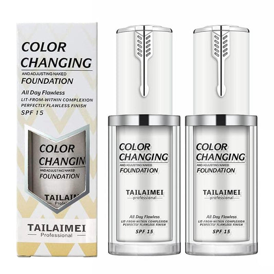 TLM Color Changing Foundation, Flawless Coverage, Suitable for Fair to Medium Skin Tones, SPF 15 Concealer Coverage Hydrating Radiant Lightweight Moisturizing Silky Smooth Cosmetic Blemish 40ml Makeup Moisture