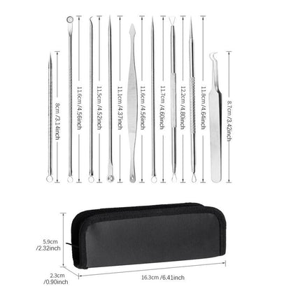 Blackhead Remover Tool Kit, 9pcs Pimple Popper Tool Kit With Storage Bag, Acne Extractor Tool, Face Beauty Skin Care Tool