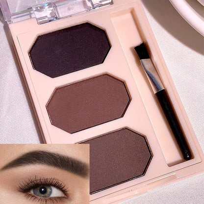 3 Color Eyebrow Powder, 1 Count Waterproof Long Lasting Eyebrow Powder With Brush, Natural Eyebrow Shading And Filling Powder, Eye Makeup Products For Girls And Ladies