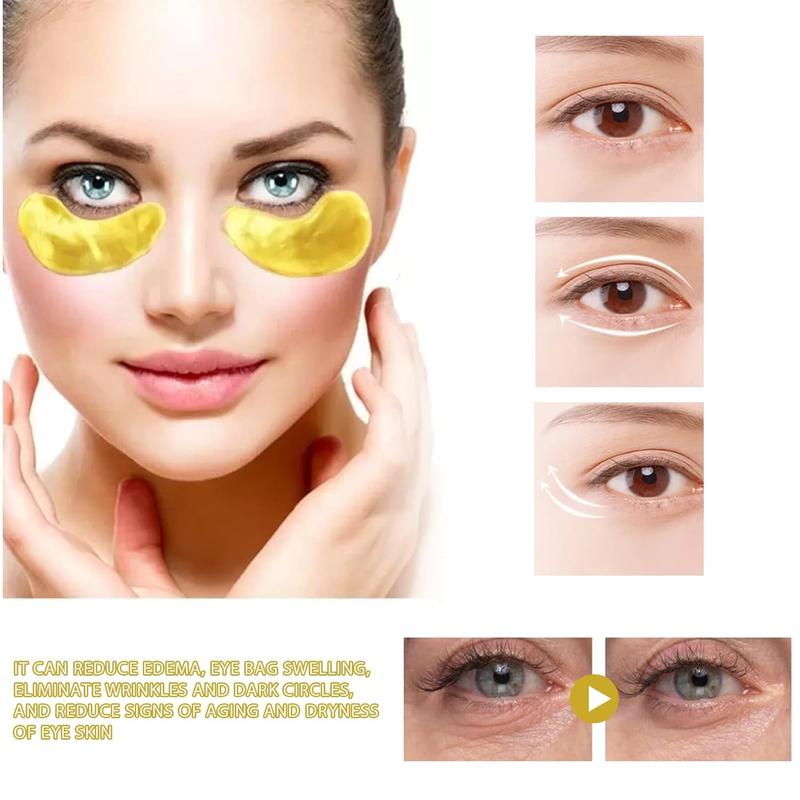 60 Pcs 24K Gold Under Eye Patches, Anti-Aging Eye Mask Infused with Collagen and Hyaluronic Acid - Reduce Dark Circles, Puffiness, and Wrinkles Moisturize Repair