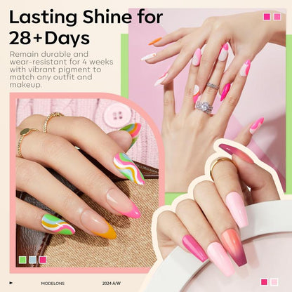 [Weekend Special Offer]Modelones 32 PCS Gel Nail Polish Kit, 28 Colors Gel Polish Set Nail Art with 28 Colors, Glossy & Matte Top Coat, Bond Primer ¨C Perfect DIY Salon-Worthy Manicure