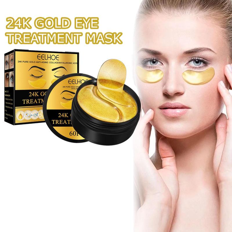 24k Gold Moisturizing Eye Mask, 60pcs/set Tightening and Lifting Eyecare Patch,?Hydrating?Brightening & Firming Eye Sticker, Beauty & Personal Eye Care Product, Skincare Products Skincare Set