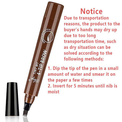 4 Fork Tip Liquid Eyebrow Pencil, Waterproof Long Lasting Eyebrow Pen, Brow Styling Brush, Brow Shading & Filling Pencil, Eyebrow Pen, 4 Point Eyebrow Pencil Waterproof Eye Brown Makeup, Eye Brow Pen Cosmetic for Women