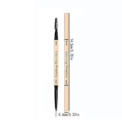 Double Ended Eyebrow Pencil, Thin Waterproof Eye Brow Pencil with Eyebrow Brush, Smudge Proof Eye Brow Pen, Long Lasting Eye Brow Styling Pen