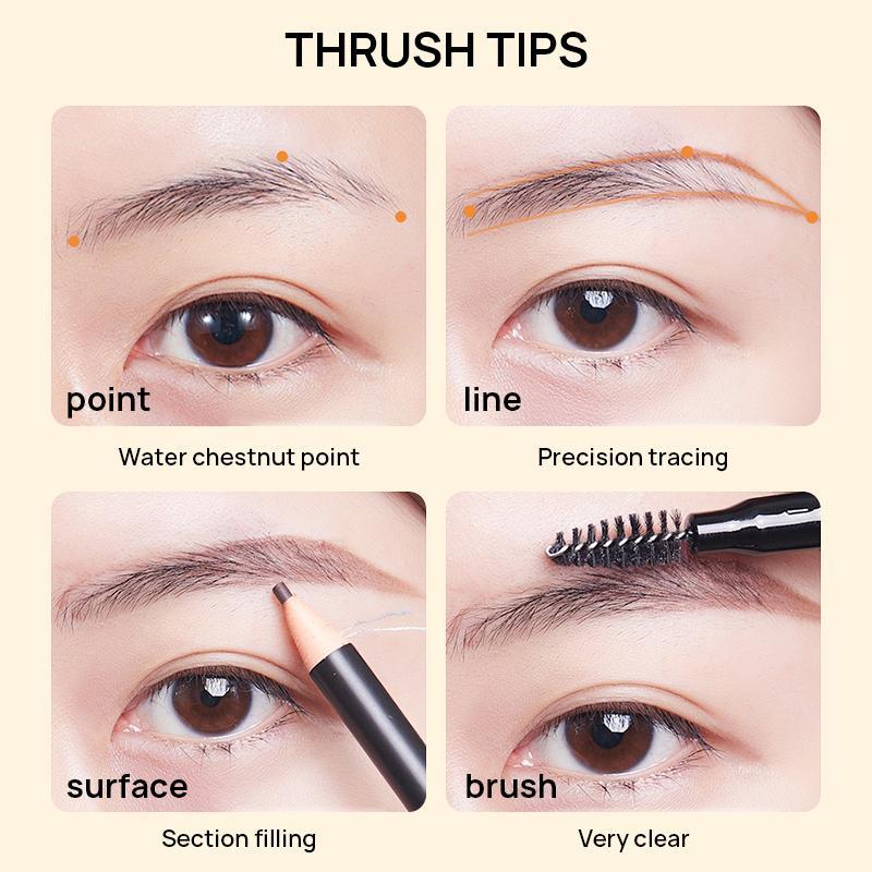 Double-ended Eyebrow Pencil, 1 Count Waterproof Long Lasting Tear Thread Eyebrow Pen, Eye Makeup Products