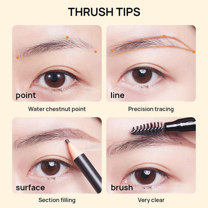 Double-ended Eyebrow Pencil, 1 Count Waterproof Long Lasting Tear Thread Eyebrow Pen, Eye Makeup Products