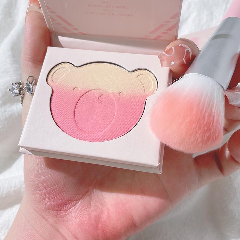 Gradient Blush Powder, Cute Bear Design Blush Palette, Facial Makeup Tools for Daily Use, Fine & Light Blush Palette, Gradient Design Facial Cosmetic