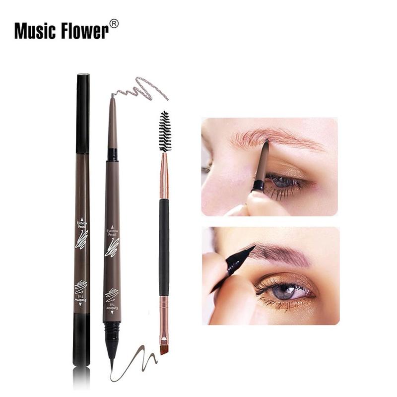 2 in 1 Liquid Eyebrow Pen Eyebrow Pencil & Brush, 3pcs/set Including 2pcs Double Ended Eye Brow Pen & 1 Double Ended Brow Brush, Eye Brow Makeup Tool for Daily Use