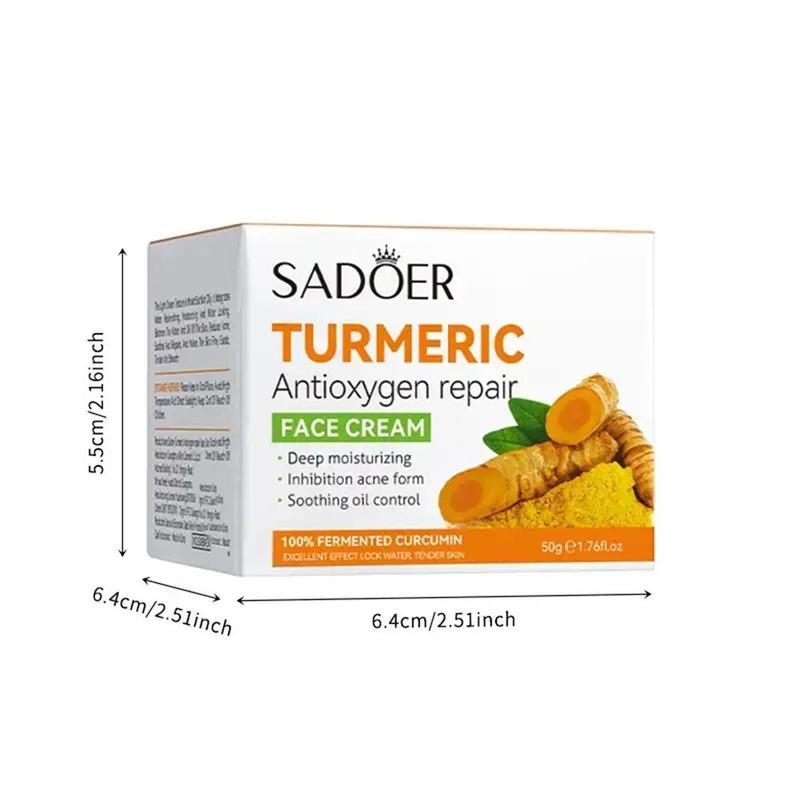 SADOER Turmeric Skincare Cream, Moisturizing Face Cream, Turmeric Facial Lotion, Skin Radiant Improving Facial Cream, Gentle Skincare Face Lotion for Women and Men, Face Care Products, Hydrating Skin Care Products