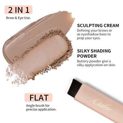 Oulac Waterproof Light Eyebrow Powder Kit with Brow Brush 2 in1 Long Lasting Instant Eyebrow Pomade & Powder Natural Makeup for Sparse Brows 3.2 g/0.11 oz (Golden Blonde£©