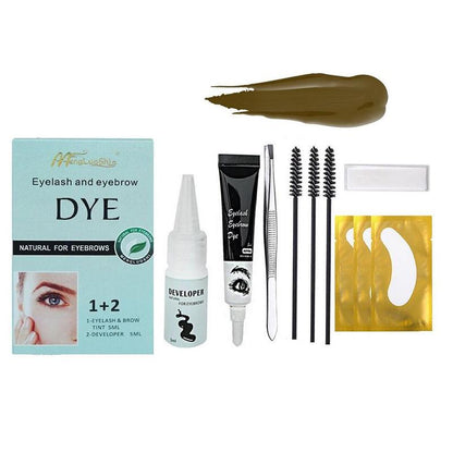 Eyebrow Dye Kit, Long-Lasting Eyebrow Cream with Mini Eyebrow Brushes Tweezers & Eye Patches, Easy Applying Eyebrow Tinting Kit