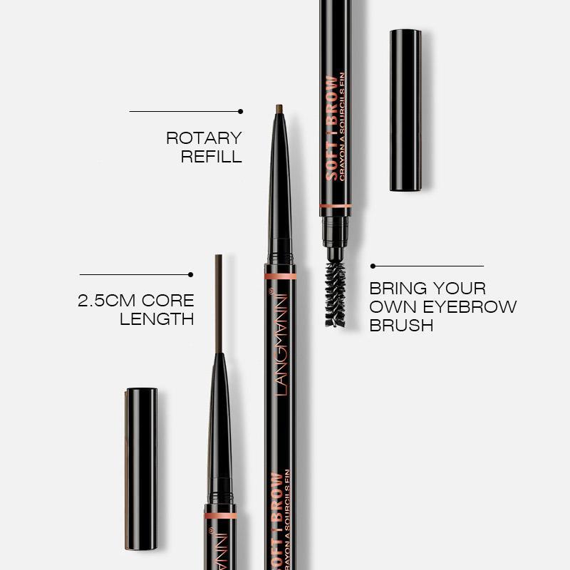 Langmanni Double-ended Eyebrow Pencil (5pcs), Long Lasting Eyebrow Pencil, Brow Styling Brush, High Pigmented Brow Shading and Filling Pencil, Makeup Tool Easy to Apply