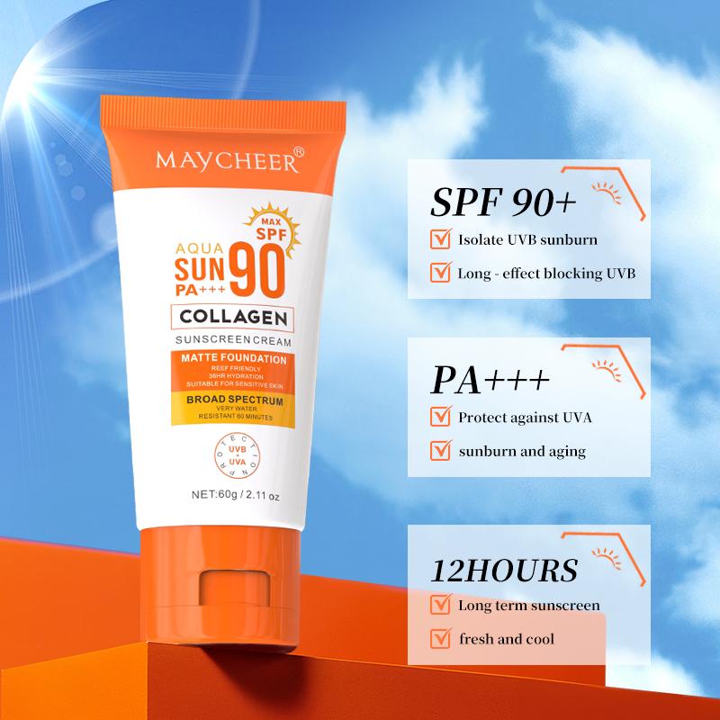 MAYCHEER SPF90+ Sunscreen Cream Summer UV Protection Facial Isolation to Prevent Sunburn Hydrating Moisture