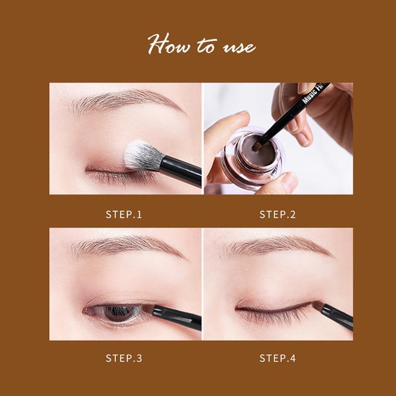 Eye Makeup Kit, Eyebrow Powder & Eyeliner Cream & Double-ended Makeup Brush & Eyebrow Glue & Eyebrow Brush, Long Lasting Waterproof Eyebrow Makeup Product