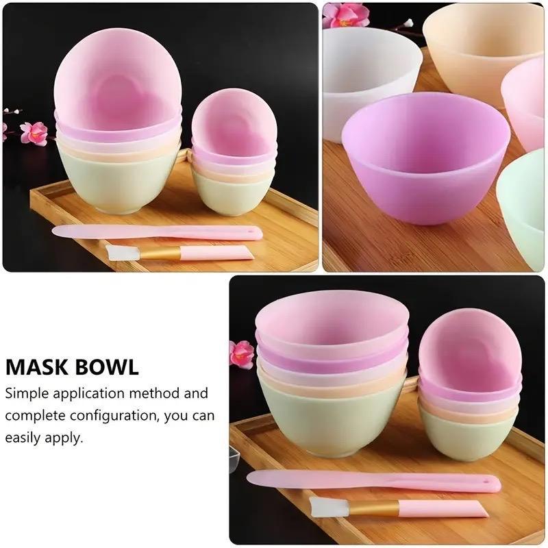 Random Color Silicone Mask Bowl, 3pcs/set DIY Facial Mask Mixing Tool, Professional Beauty & Personal Care Tools for Women