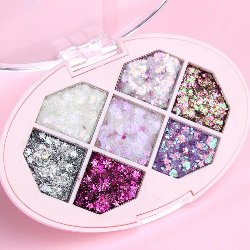 Random Color Glitter?Cosmetic?Eyeshadow Palette, Long Lasting Shimmering Eyeshadow & Face Makeup Sequin, Brightening Highlighting Palette for Crystal Makeup