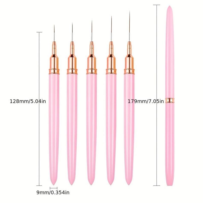 Summer Nail Art Brush Set, 5 Counts Nail Art Brushes for Gel Nail Polish, Nail Art Painting Pen, Nail Art Brush for Nail Art Sizes 4/8/12/20/25mm