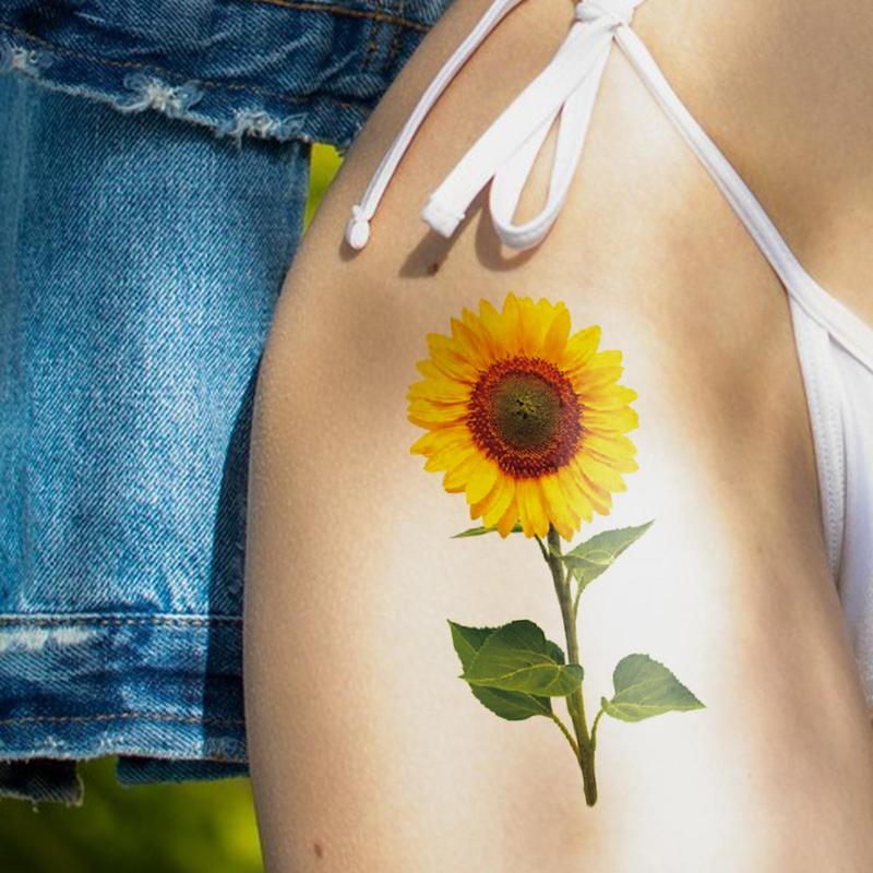 Sunflower Pattern Tattoo Sticker, 1 Count Waterproof Temporary Tattoo Sticker, Body Art Decoration For Women & Girls