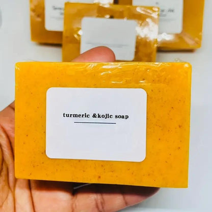 AILIYZ Lemon Turmeric and Kojic Acid Brightening Soap, Facial Cleanser Set, Moisturizing Soap Set with Soap Protector Bag,Natural turmeric soap bar