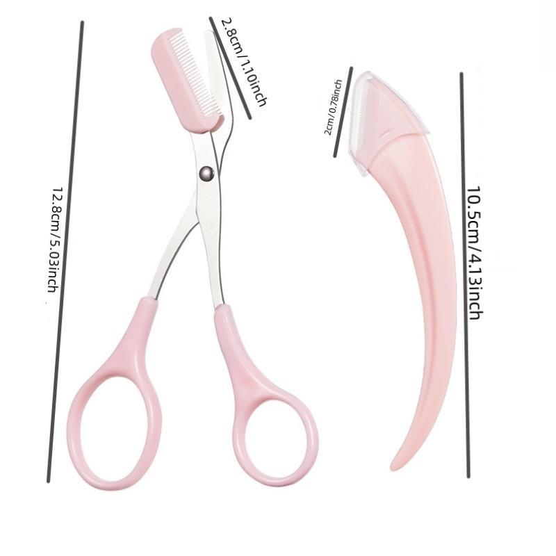 Eyebrow Scissors Set, 2pcs/set?Eyebrow Trimmer, Eyebrow Shaping Tool, Eyebrow Product for Women & Girls, Portable Eye Makeup Tools for Home & Travel