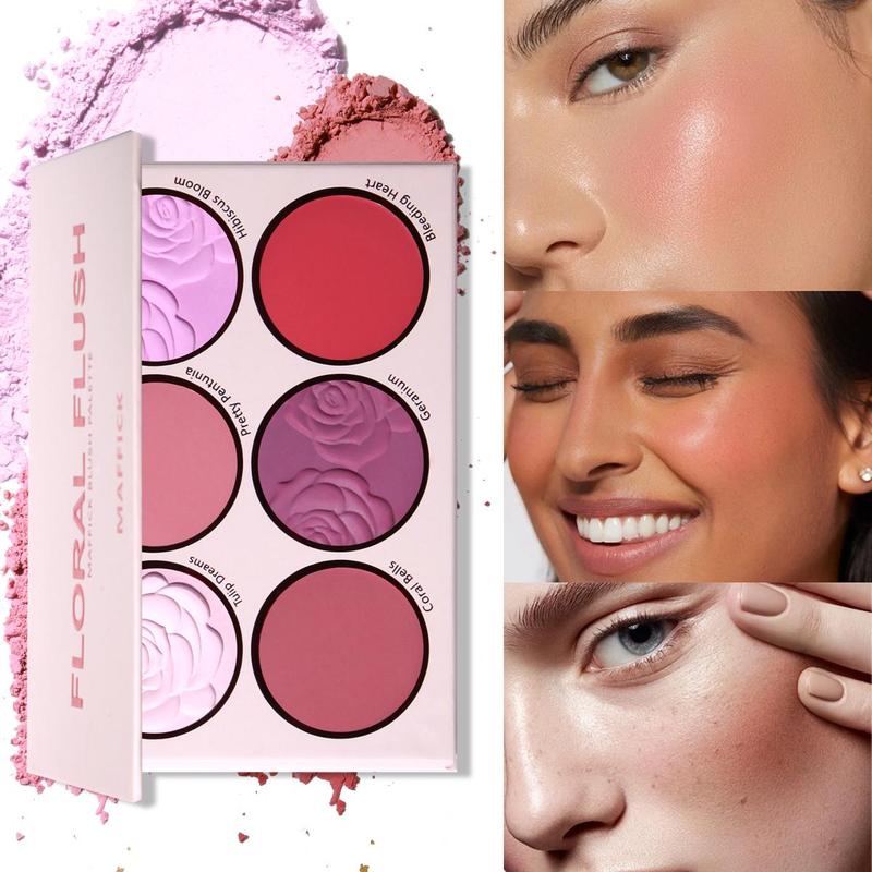 Long Lasting Matte Blush Palette, 1 Count Smooth Blush Powder, Cheeks Contour Blush Pressed Powder, Natural Look Blush for Daily Makeup, Lightweight Blush, Soft Color Shadow, Suitable for All Skins