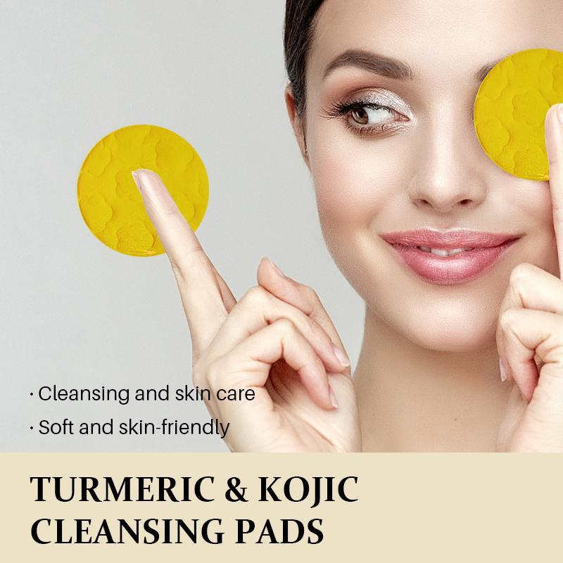 Turmeric Kojic Acid Cleansing Pads, 2 Counts Face & Body Cleansing Pads, Daily Skincare Cleansing Brightening Skin Set for Women and Men