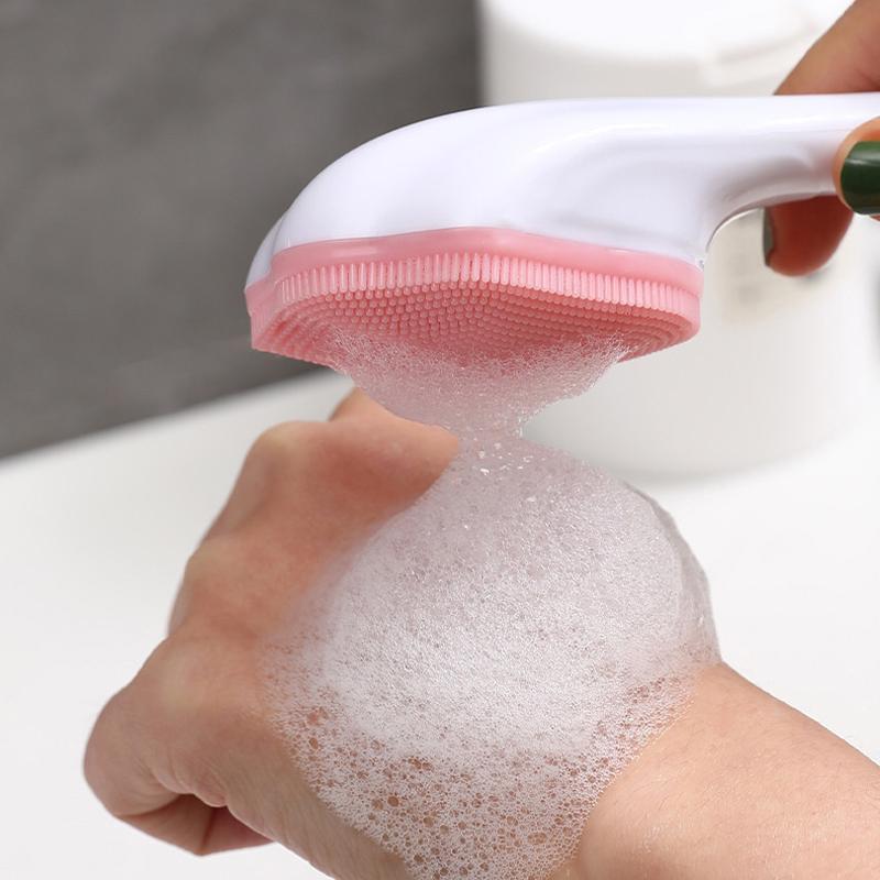 Facial Cleansing Brush, Manual Cat Paw Shaped Silicone Facial Cleanser With Long Handle