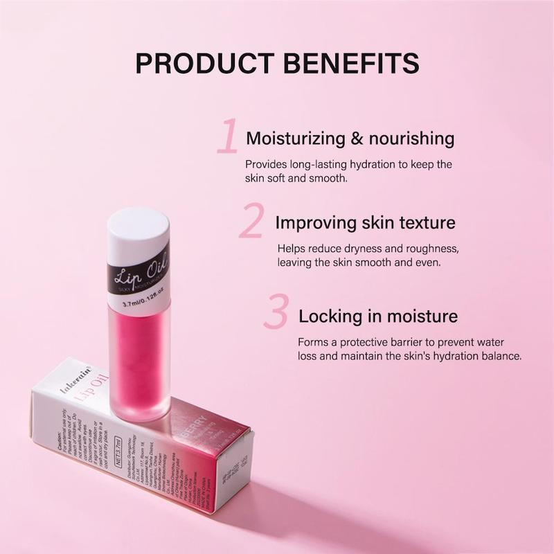 Fruit Flavour Moisturizing Lip Oil, 1 Count Long Lasting Nourishing Lip Balm, Lip Care Product For Women & Girls