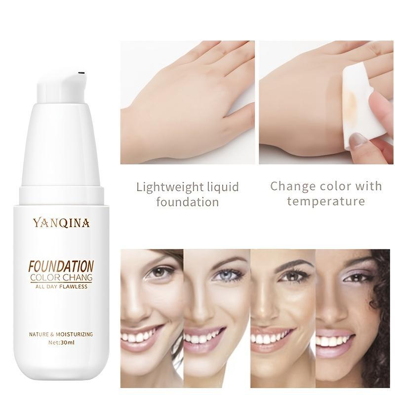 Waterproof Oil Control Liquid Foundation, Moisturizing Full Coverage Flawless Dark Skin Coverage Concealing Foundation Cream, Lightweight Concealer Makeup Cream