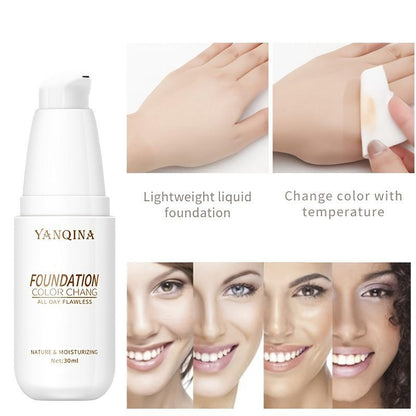 Waterproof Oil Control Liquid Foundation, Moisturizing Full Coverage Flawless Dark Skin Coverage Concealing Foundation Cream, Lightweight Concealer Makeup Cream