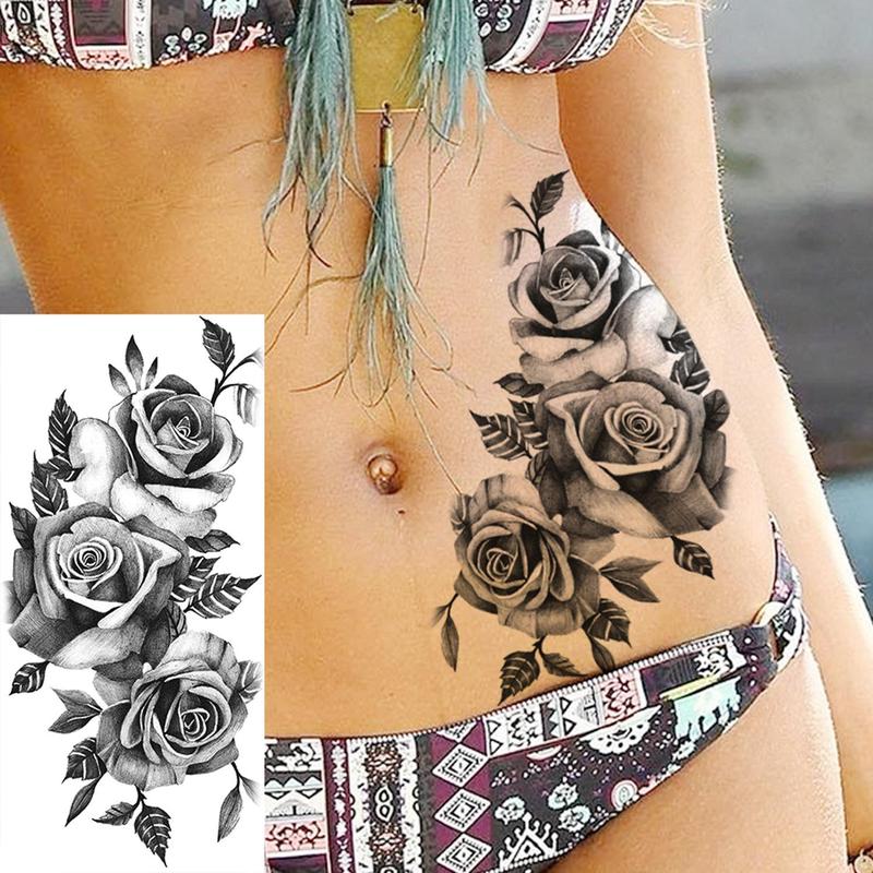 10pcs Flower Pattern Temporary Tattoo, Fake Tattoo Sticker, Body Art for Women & Girls