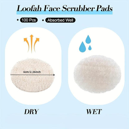 Loofah Sponge Exfoliating Face Pads, Multifunctional Loofah Scrubbers for Home Travel Use, Facial Body Cleaning Accessories for Daily Skincare