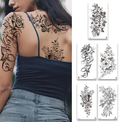 5pcs Flower Pattern Temporary Tattoo Sticker, Waterproof Pattern Tattoo Sticker for Women & Men