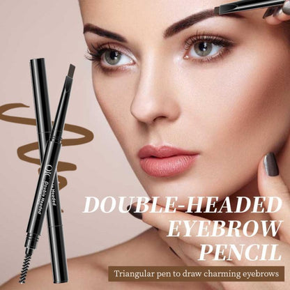 Triangular Double-ended Eyebrow Pencil, 1 Count Portable Eyebrow Powder, Eye Makeup Product