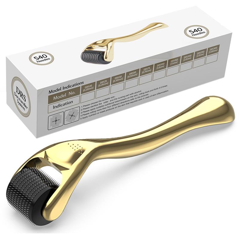 Abera Hair Growth Roller 0.25mm, Beard Growth Roller, Face and Body Roller For Men and Women, Gold Skincare