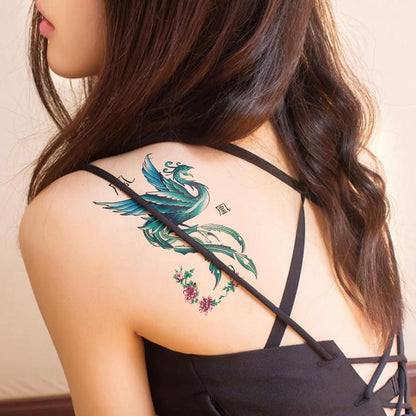 Phoenix Pattern Temporary Tattoo Sticker, Waterproof Fake Tattoo Sticker, Body Art Decoration For Women & Girls