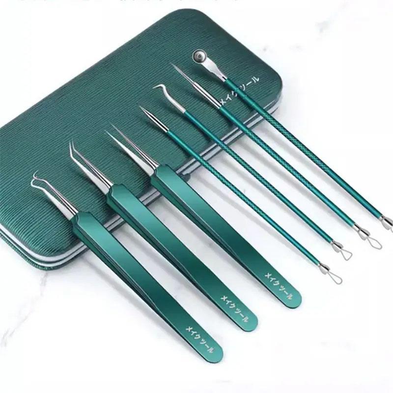 7/5pcs Blackhead Remover Kit With Storage Case, Blackhead Extractor Tool, Professional Comedo Pimple Blemish Remover Skin Care Tools For Women & Men