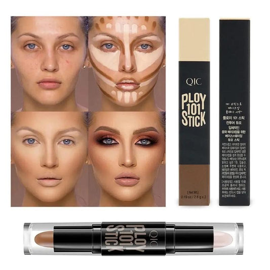 Double-end Face Highlight & Contour Stick Oil-control Concealer Pencil Facial Highlight Corrector Pen Long Lasting Makeup Bronzer Flawless Cosmetic