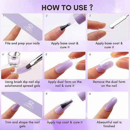 Poly Nail Extension Gel Kit Long Lasting Hard Gel for Nail Building Purple DIY GIFT Nail Art Nail Care Nail Polish Clear Color Flowers Salon Cutics Glossy Manicure Cosmetic