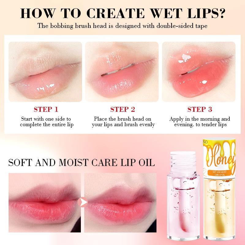 Peach and Honey Lip Care Oil, 6pcs/set Moisturizing Lip Oil, Natural Extracts Mild Lip Care Lipstick, Lip Gloss, Lip Care Product for Women & Girls